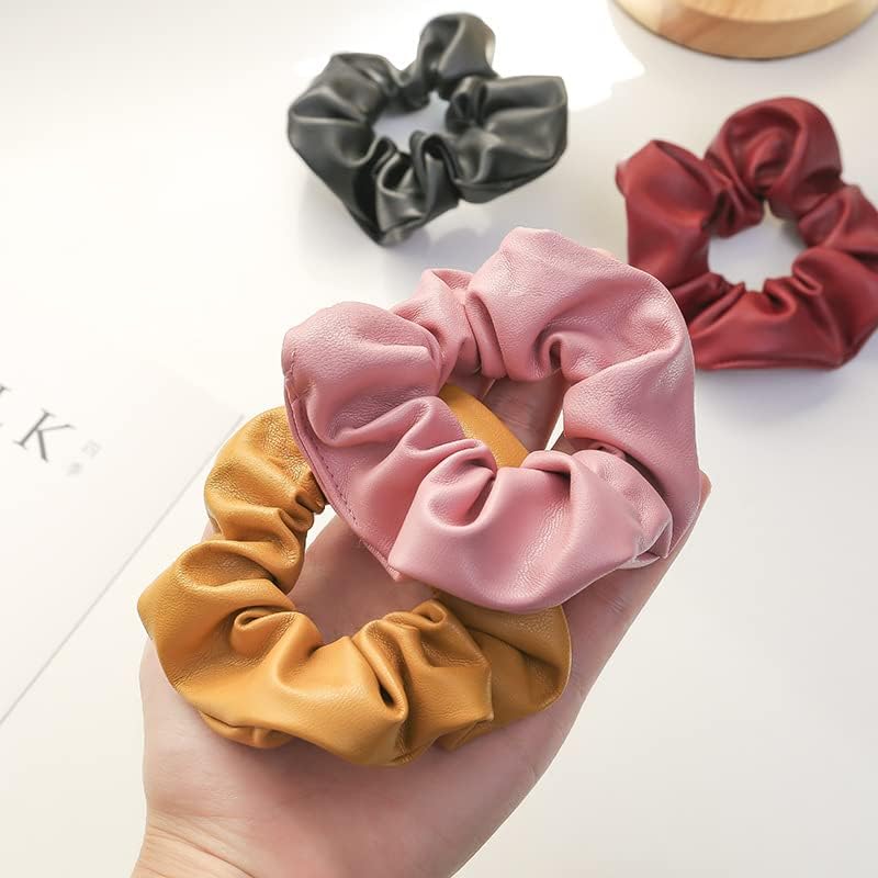 Stylish PU Leather Hair Scrunchies for Women and Girls