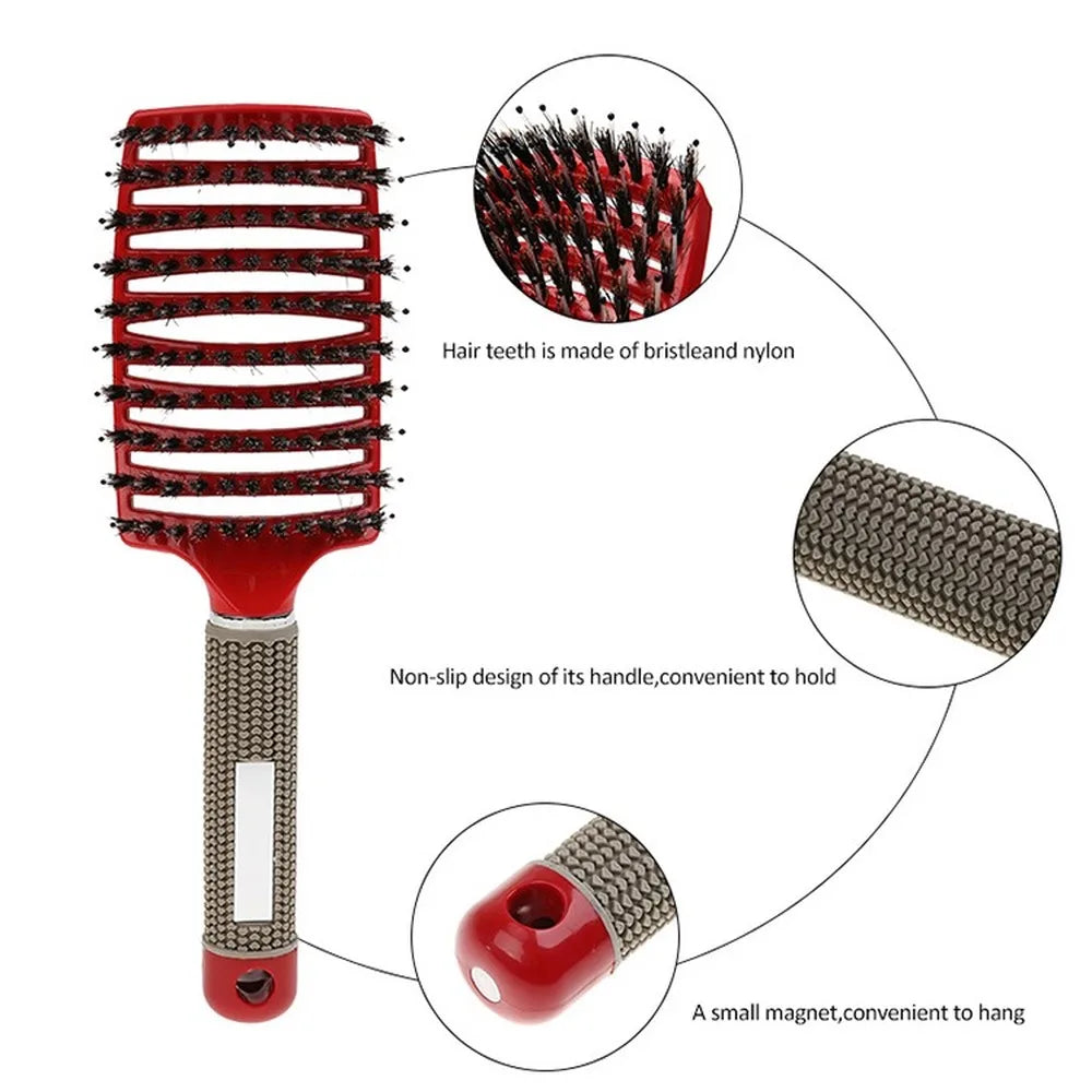 Curved Ventilated Boar Bristle Hair Brushes