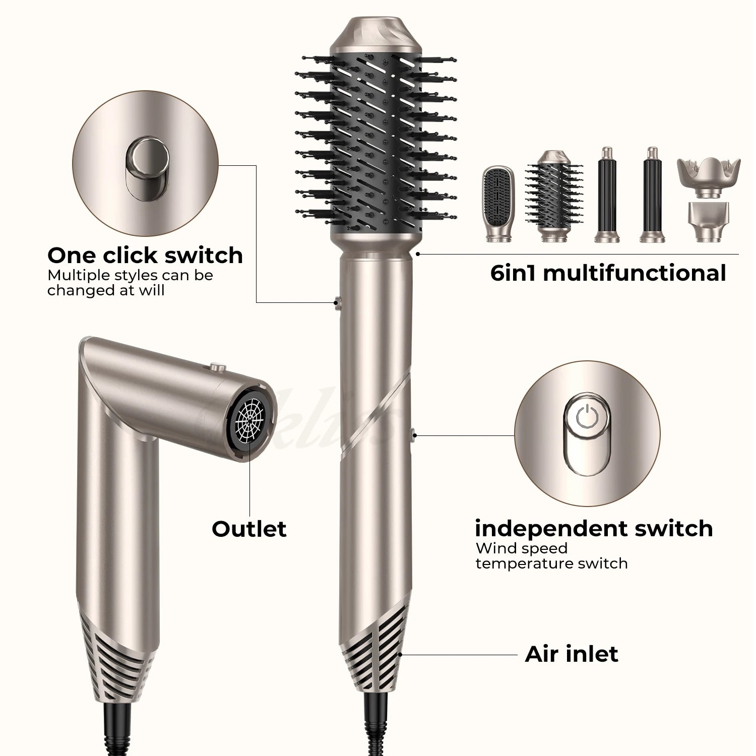 6-in-1 Folding Hot Air Brush