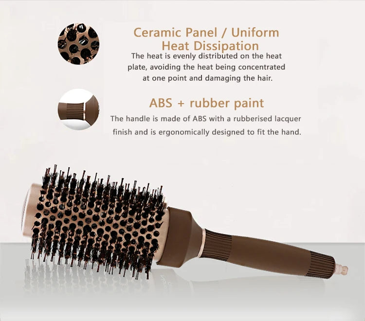 Brown Aluminum Round Brush for Hairstylists