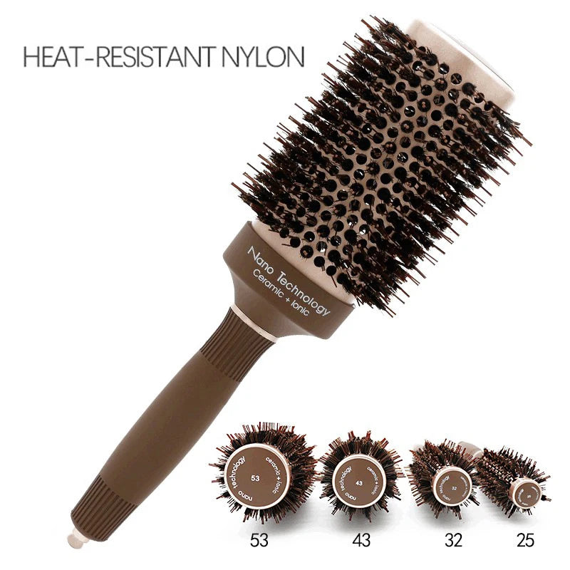 Brown Aluminum Round Brush for Hairstylists