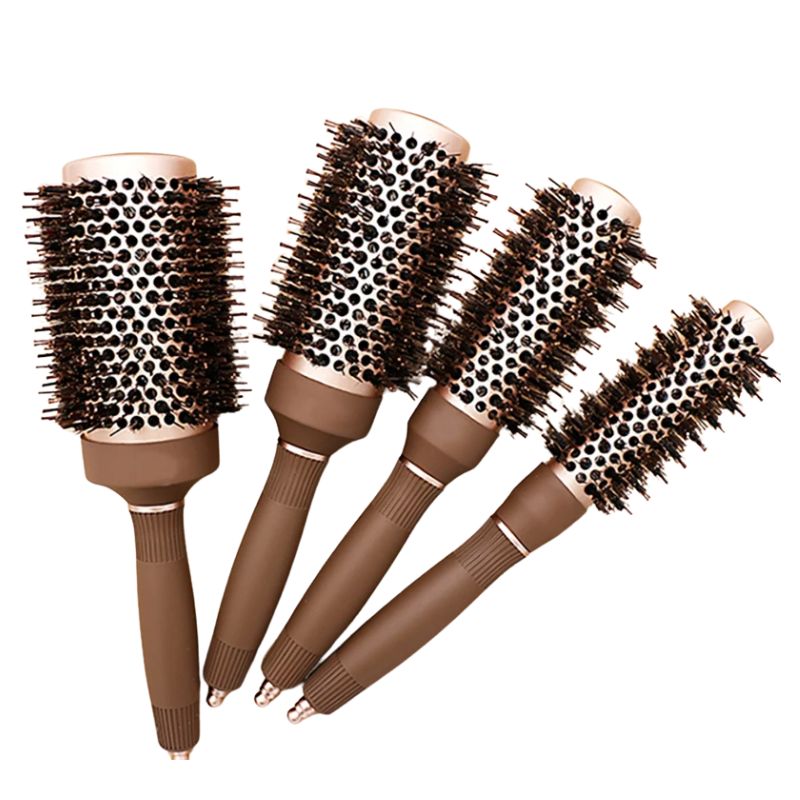 Brown Aluminum Round Brush for Hairstylists