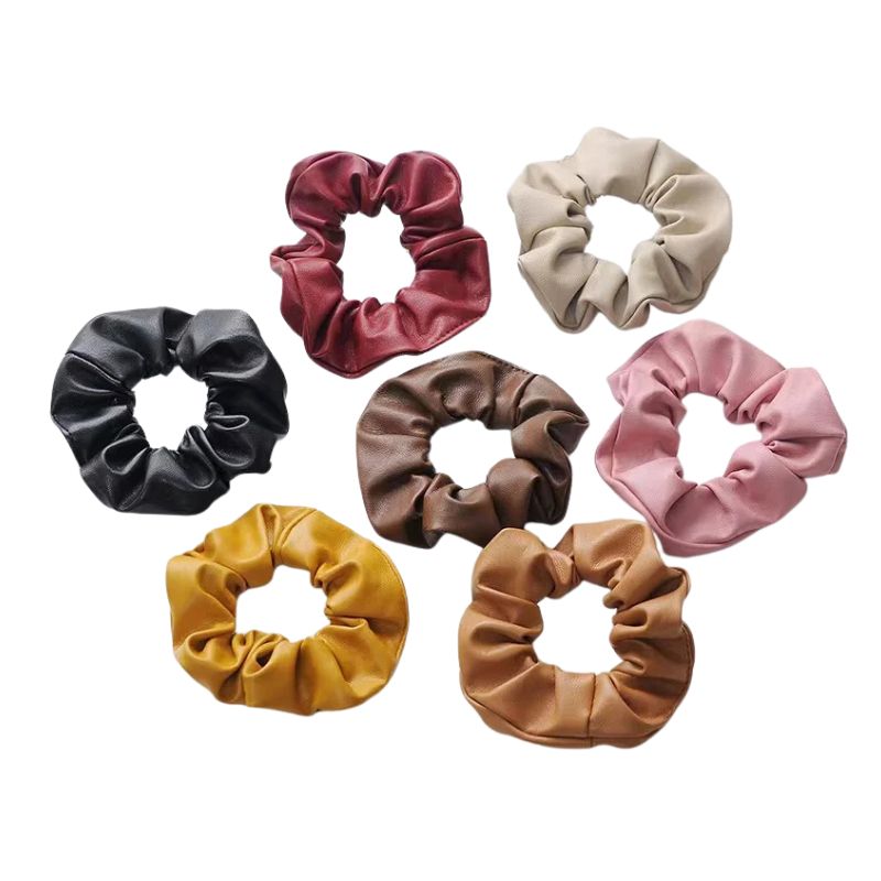 Stylish PU Leather Hair Scrunchies for Women and Girls